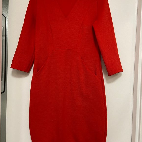 Boden Bronte Ottoman Red Orange Dress 4L - Picture 2 of 4